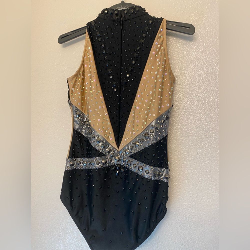 Glamour Solo Dance Costume Black Silver Rhinestone Jazz Contemporary SA Adult - Picture 5 of 11